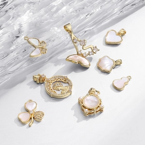 Elegant 18k gold plated butterfly and clover mother of pearl charms for DIY jewelry making