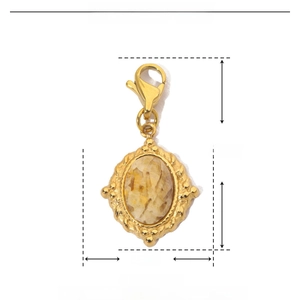 Detailed size and material specs for gold stainless steel natural stone sun pendant