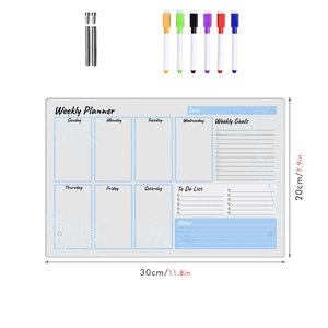 Weekly planner acrylic board set with 6 markers and 4 magnets for office desk memo