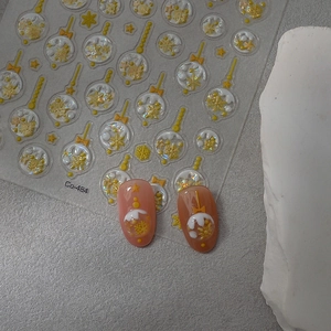 Christmas shell shimmer embossed nail stickers with gold snowflakes and white ornaments