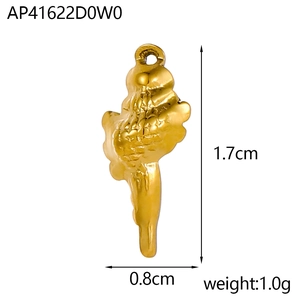 Detail of golden stainless steel sea turtle pendant measuring 1.7cm by 0.8cm for DIY jewelry