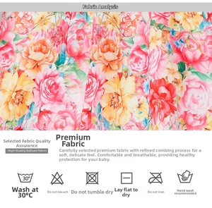 Detail of vibrant floral print fabric featuring soft texture and breathable material