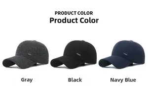 Drie winter baseball petten voor heren in grijs, zwart en marineblauw met metalen logo