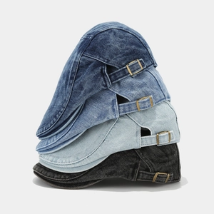 Bérets en denim vintage en quatre couleurs avec boucles latérales en métal réglables