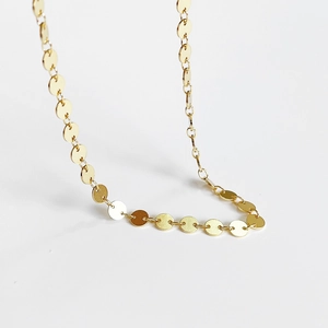 Minimalist 925 sterling silver golden choker necklace featuring a geometric round disk design