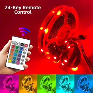 Detailed view of 5050 RGB LED strip set with 24-key remote control for TV backlight
