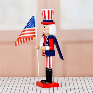 38cm wooden nutcracker featuring American flag and Uncle Sam patriotic design