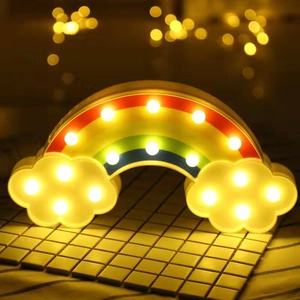 Rainbow cloud LED night light with warm yellow bulbs for home and bedroom holiday decoration