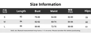 Detailed size chart for pleated long sleeve mini dress with length and bust measurements