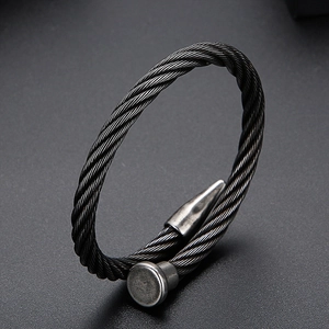 Stainless Steel Nail Twisted Cable Bracelet Industrial Punk Retro Bangle Jewelry Accessory For Men Women