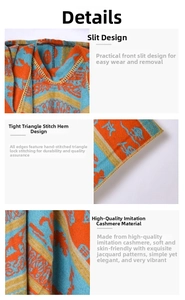 Detail of jacquard shawl showing slit design and handmade triangular stitching craft