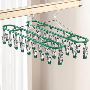 Socks Drying Rack Stainless Steel Multi Clip Windproof Laundry Hanger For Underwear Space Saving Household Essentials