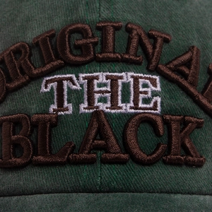 Vintage washed dark green baseball cap with 3D letter embroidery for men and women
