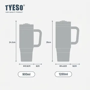 Size specifications for 40oz stainless steel insulated tumbler with handle and straw