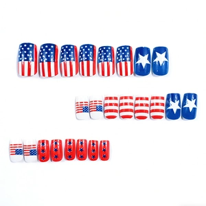 Independence Day press-on nails set with USA flag stars and stripes pattern design