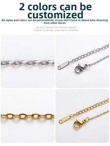 Detail of stainless steel O-chain links with lobster clasp and S.STEEL engraved tag
