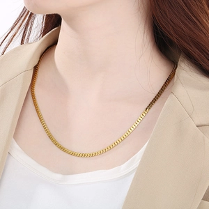 Classica collana a catena barbazzale dorata per uomo e donna in acciaio inossidabile