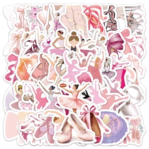 Ballet Dancer Stickers Pink Aesthetic Waterproof Vinyl Decals For Laptop Water Bottle Luggage Scrapbook Decor Girls