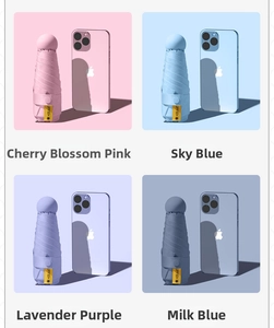 Comparaison détaillée de parapluies capsules compacts UPF 50+ en quatre couleurs Morandi avec un GSM
