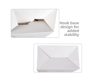 Detail of white gift box showing the sturdy interlocking bottom design for extra durability