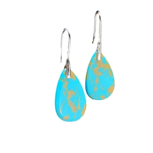 Bohemian style water-drop turquoise earrings with vintage silver hooks for women