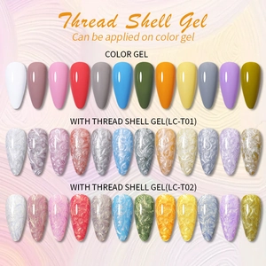 7ml Thread Shell Gel nail polish set with shimmer pearl effect for creative DIY nail art