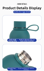Detail view of leak-proof silicone seal and smooth polished stainless steel cup mouth