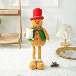 Retractable gingerbread man plush doll for Christmas window display and festive home decor
