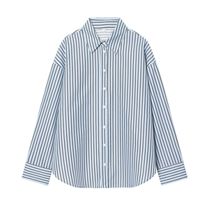 Striped Blouse Shirt For Women Polyester Cotton Long Sleeve Button Down Lapel Collar Loose Fit Casual Office Wear