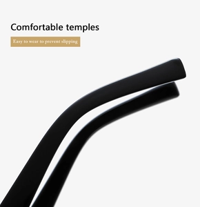 Close-up of ergonomic black matte temples for anti-slip comfort on square sunglasses