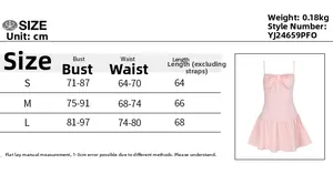Tableau des tailles avec mesures de poitrine et taille pour mini robe d'été rose