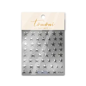 Silver laser star nail stickers with reflective metallic finish for DIY nail art design