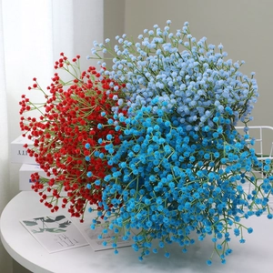 Artificial babys breath flower bouquets in red and blue for home and wedding decor