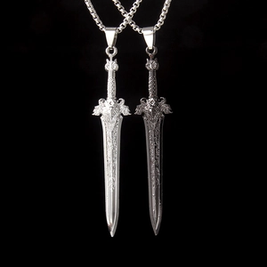 Vintage Lion Head Sword Pendant Necklace Alloy With Stainless Steel Box Chain Gothic Punk Jewelry For Men