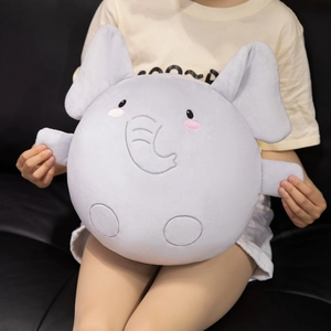 Cute Elephant Plush Toy Pillow Round Ball Stuffed Animal Soft Short Plush Home Decor Cushion Kids Room Kawaii Animal