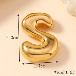 3D golden bubble letter S pendant with mirror finish, 2.3cm height and 1.7cm width