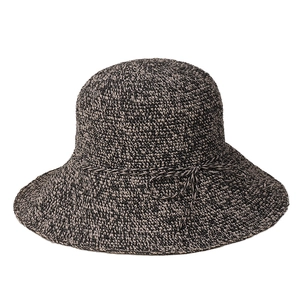 Chapeau de soleil pliable en paille pour femme avec large bord et nœud tissé