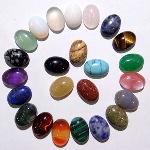 Assorted 10x14mm oval natural crystal and gemstone cabochons for DIY jewelry making