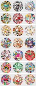 Grid display of 21 sets of diverse waterproof cartoon stickers for luggage decoration