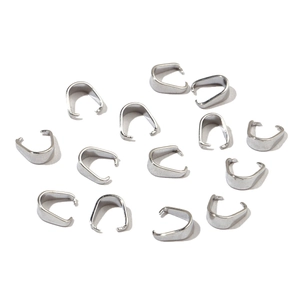 Polished stainless steel pendant pinch bails in silver for DIY jewelry making