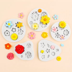 5-piece flower silicone molds set for fondant cake decorating and chocolate crafting