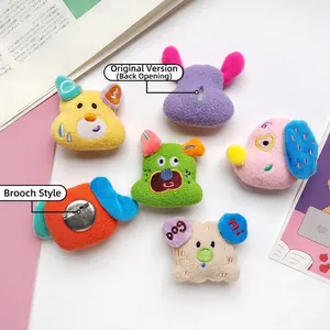 Plush dog-shaped cartoon pins in vibrant colors for DIY clothing and bag decoration