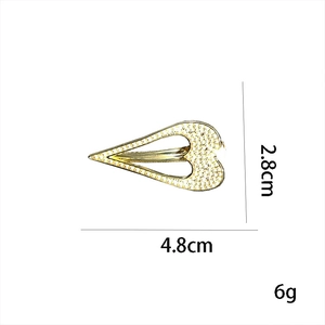 Golden alloy heart hollow hair clip for women with detailed size 4.8cm and 2.8cm