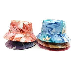 Floral Print Bucket Hat Breathable Polyester Sun Protection Beach Vacation Reversible Fisherman Cap For Women Men