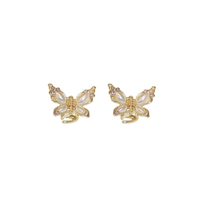 Golden butterfly mini hair claws with pearls and pink rhinestones for elegant styling