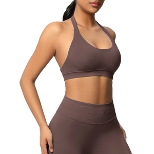 Ensemble soutien-gorge de sport dos nu et legging de yoga taille haute moka