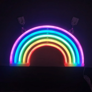 Rainbow LED neon sign lamp with multi-color lighting for festive home wall decor