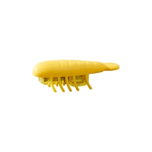 Interactive electric shrimp cat toy with realistic yellow body and vibrating mechanism