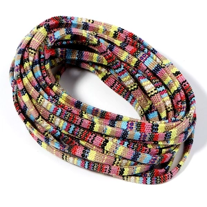 Cordino piatto in cotone multicolore 5mm con motivi etnici per gioielli DIY e artigianato