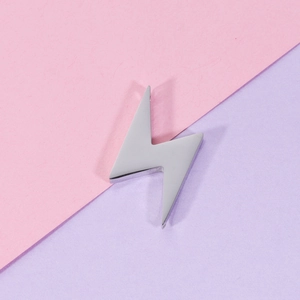 Minimalist silver mirror finish stainless steel lightning bolt pendant for DIY jewelry